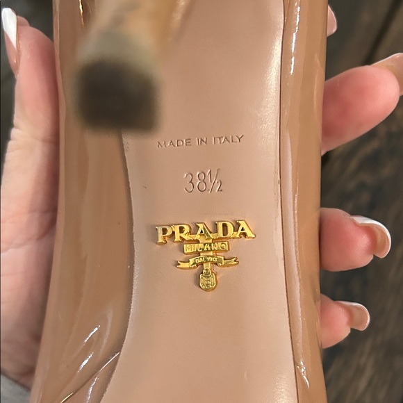 Prada Women's Nude Peep-Toe Heels - Picture 8 of 9